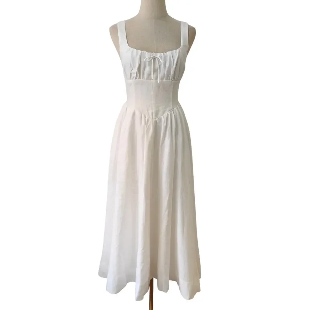 Reformation White Balia Linen Dress US 6 - Picture 6 of 13